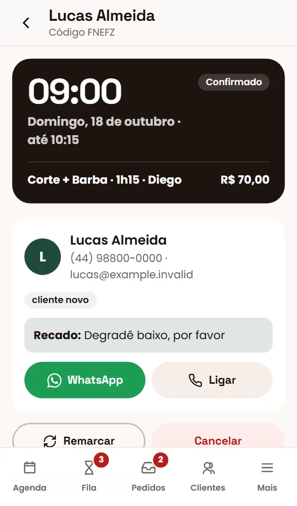 Você recebe o aviso